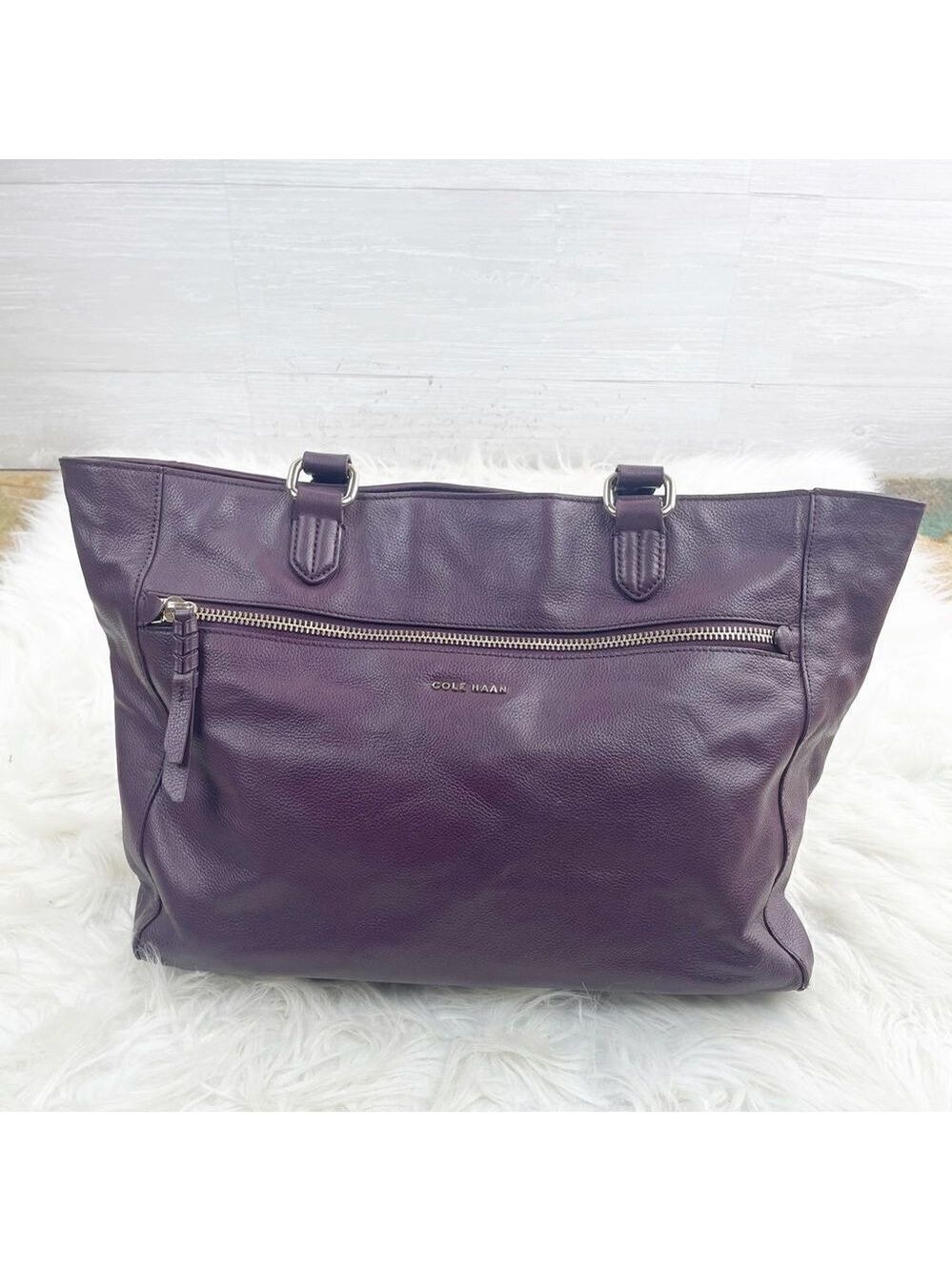 Cole Haan Purple Leather Dual Strap Handbag - Picture 1 of 16